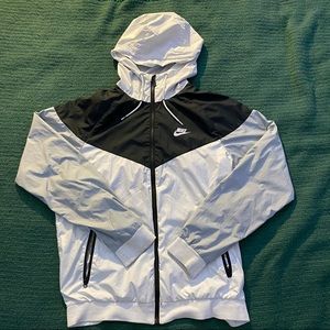 White Black & Grey Color Block Nike Windbreaker Medium